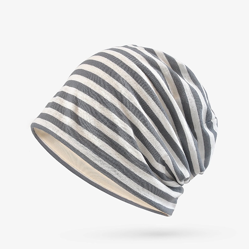 Unisex Beanie Hat Knit Beanie Black Blue Cotton Travel Outdoor Vacation Striped Windproof Warm4