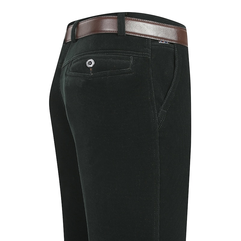 Men's Dress Pants Fleece Pants Corduroy Pants Trousers Suit Pants Pocket Plain Comfort Breathable Outdoor Daily Going out Fashion Casual Black Wine3