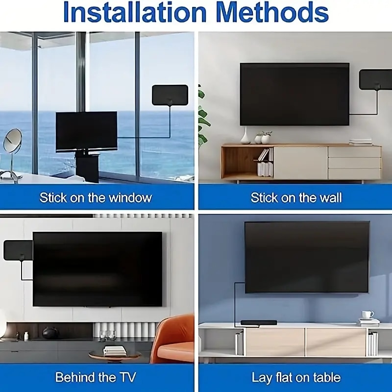 TV Antenna-2023 Indoor Amplified HD Digital TV Antenna For Smart TV Up To 380Miles Support 4K 1080p And All Older TV's-Ultra Thin Smart Switch Amplifier Signal Booster-18ft HDTV Cable/AC Adapter4