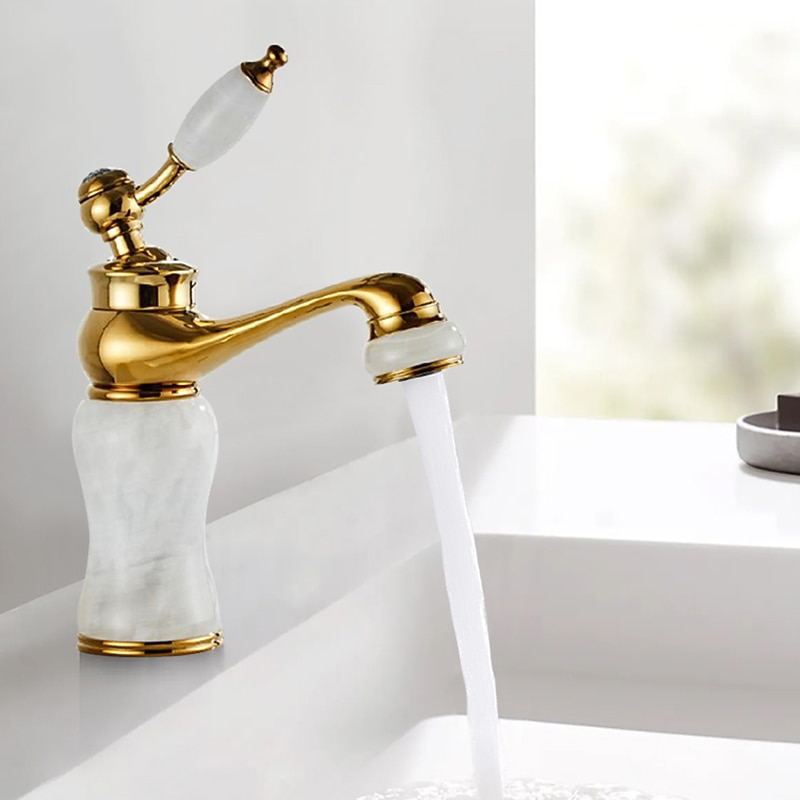 Widespread Bathroom Sink  Mixer Faucet - Electroplated Centerset Handle One HoleBath Taps, Brass Basin Taps Single Handle with Hot and Cold Hose2