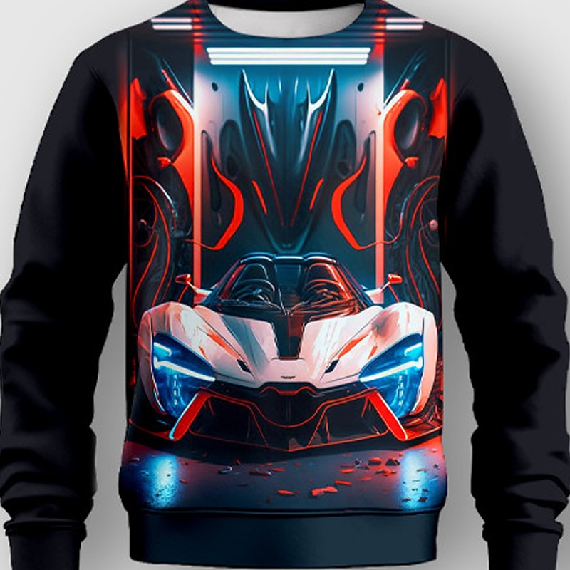 Boys 3D Graphic Car Sweatshirt & Sweatpants Set Set Long Sleeve 3D Printing Fall Winter Active Fashion Cool Kids 3-12 Years Crew Neck Outdoor Vacation Street Regular Fit3