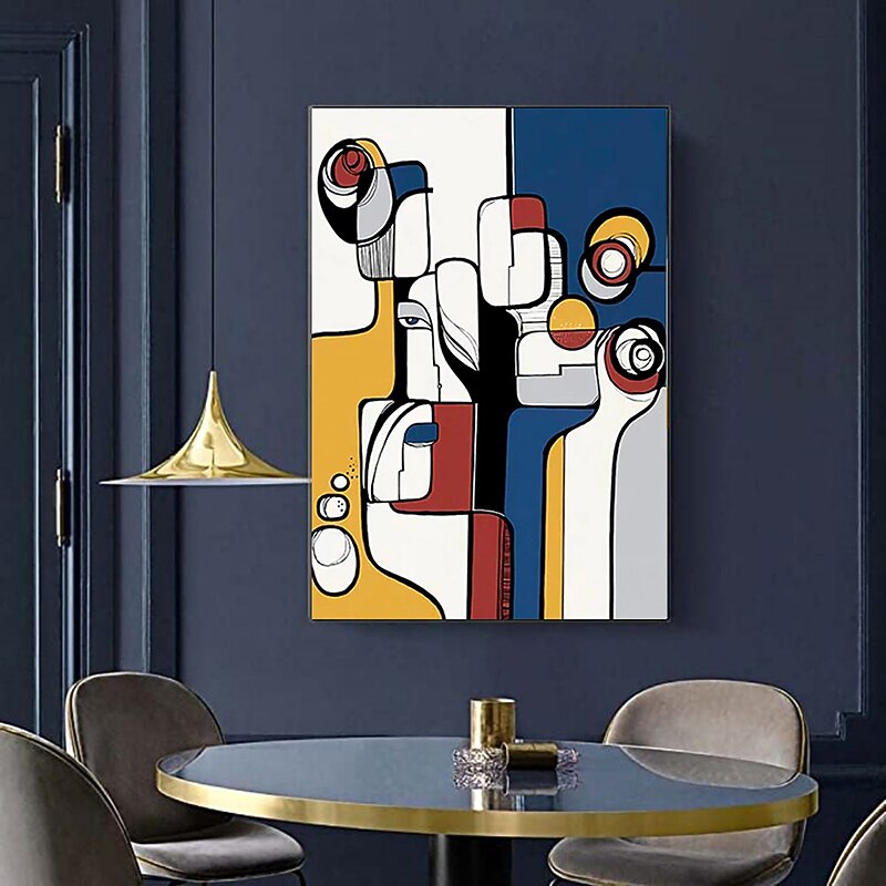 Handmade Oil Painting Canvas Wall Art Modern Decoration Picasso Style bstract Color Block Figure for Home Living Room Decor Rolled Frameless Unstretched Painting2