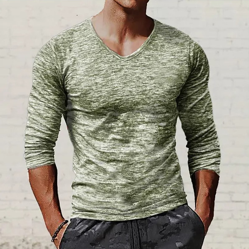 Men's T Shirt Tee Top Long Sleeve Shirt Long Sleeve V Neck Spring &  Fall Plain Fashion Designer Basic Vacation Street Going out Black Red Blue Top Tee for Men2