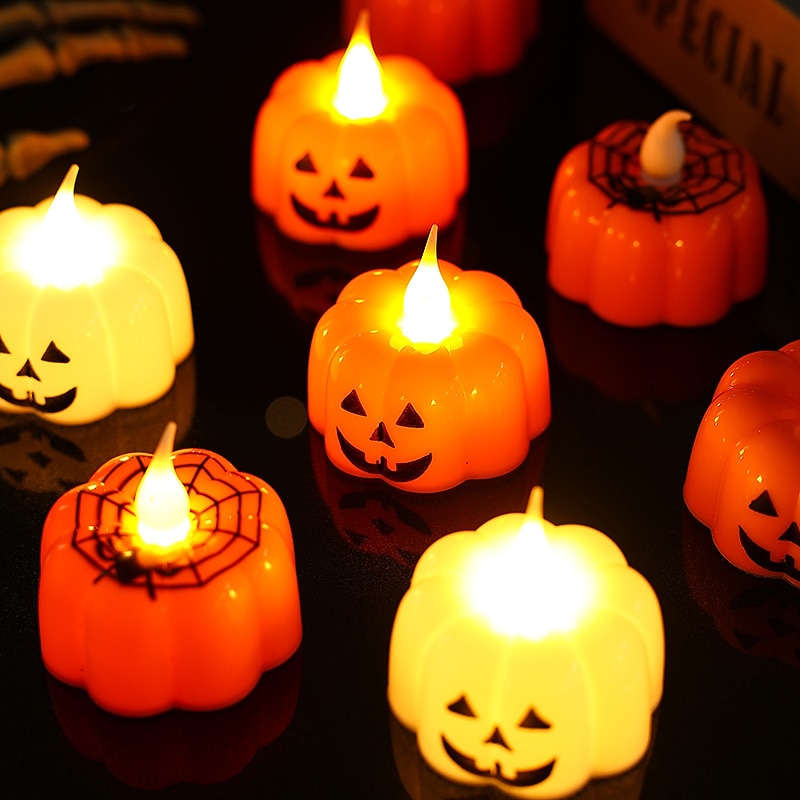 Halloween Decorations Pumpkin Candle Lamp LED Electronic Light Up Pumpkin Lamp Atmosphere Jack O Lantern Decoration Lamp Luminous Toy Party Decoration Supplies Children's Toy Halloween Candle Lamp2