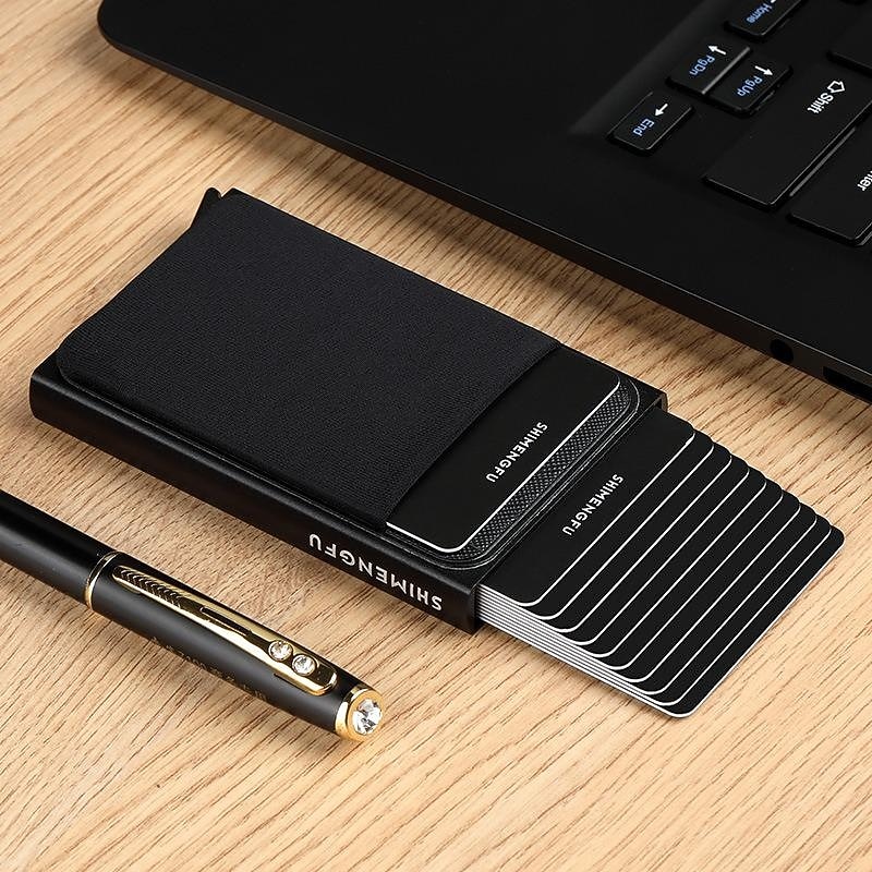 1 Pc Slim Aluminum Wallet Credit Card Holder RFID Wallet Metal Thin Slim Bank Card Case Men Women Pop-up Credit Card Bag2