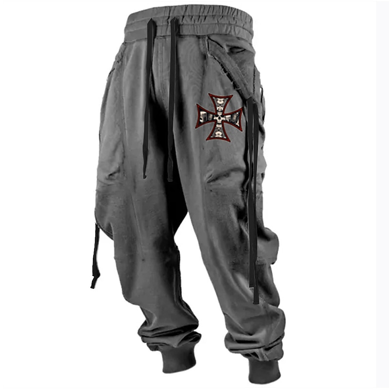 Men's Sweatpants Joggers Trousers Drawstring Elastic Waist 3D Print Graphic Prints Geometry Cross Comfort Sports Outdoor Casual Daily Cotton Blend Streetwear Designer Black Yellow Micro-elastic4