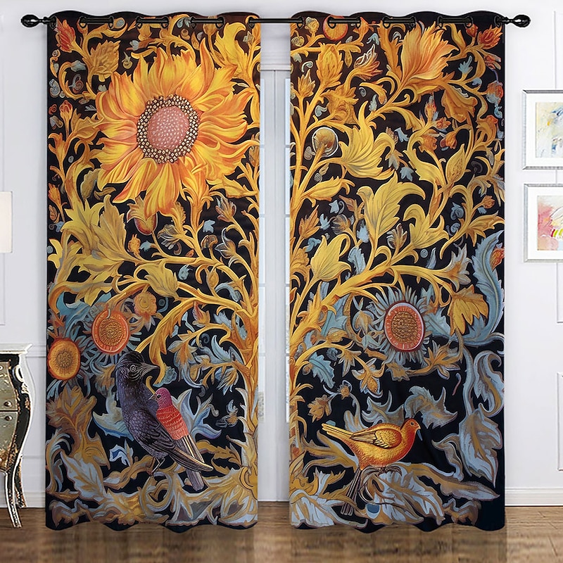 Blackout Curtain Drapes Farmhouse Grommet/Eyelet Curtain Panels For Living Room Bedroom Door Kitchen Balcony Window Treatments Thermal Insulated Room Darkening3
