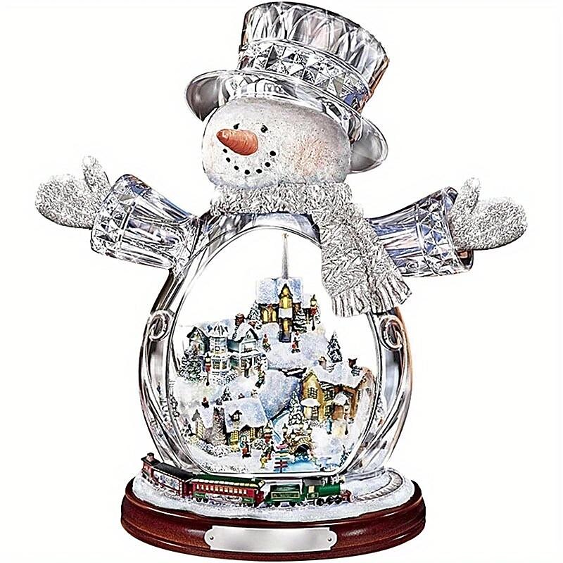 Christmas Snowman Ornament,Acrylic 2D Flat Printed Xmas Tree Optional Acrylic Ornament and Car Rear View Mirror Accessories4