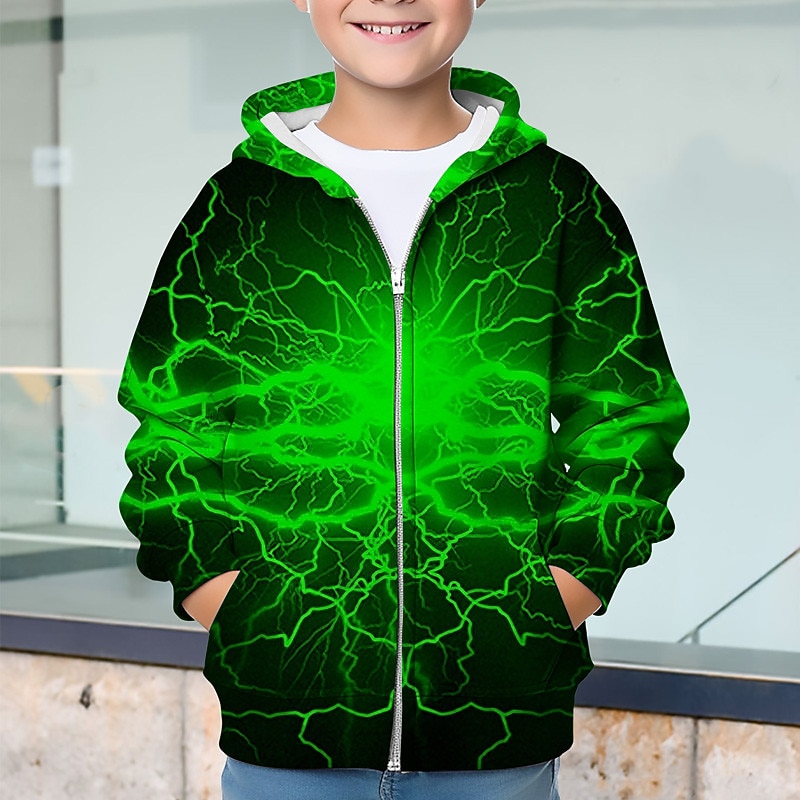 Boys 3D Graphic Hoodie Coat Outerwear Long Sleeve 3D Print Fall Winter Fashion Streetwear Cool Kids 3-12 Years Outdoor Casual Daily Regular Fit