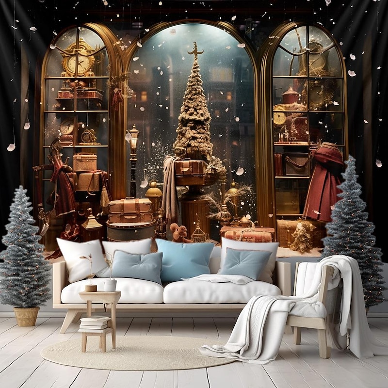Christmas Decorations Tree Hanging Tapestry Wall Art Xmas Large Tapestry Mural Decor Photograph Backdrop Blanket Curtain Home Bedroom Living Room Decoration