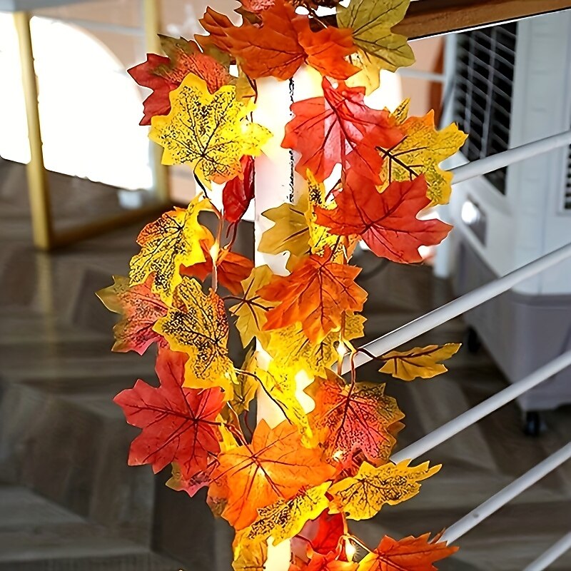 LED String Light Maple Leaf LED Fairy String Lights 3M-20LEDs 1.5M-10LEDs Battery or USB Operation Fall Garland Light Christmas Party Home Garden Holiday Patio Decoration2