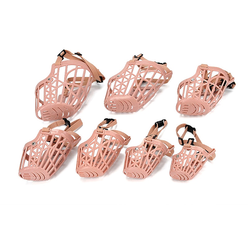 Plastic Mesh Dog Mouth Cover Adjustable Teddy Gold Hair Breathable Anti biting Anti barking Pet Mouth Cover3