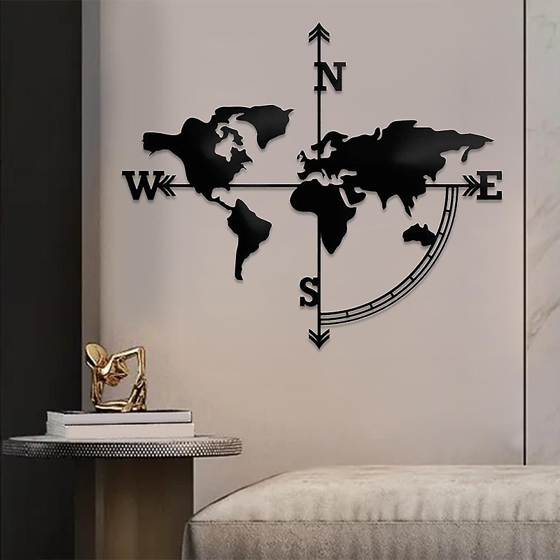 1pc World Map Metal Wall Art Outdoor Decor Rust Proof Wall Sculpture Ideal For Garden, Home, Farmhouse, Patio And Bedroom4