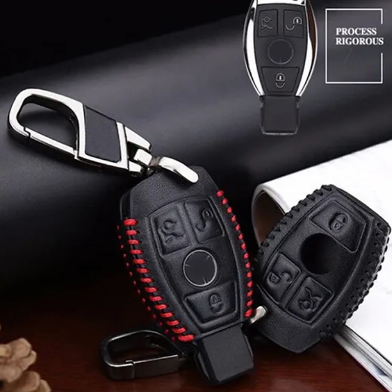 StarFire Car Remote Key case Cover Leather key chain Fit For Mercedes-Benz AMG 3 Buttons Key