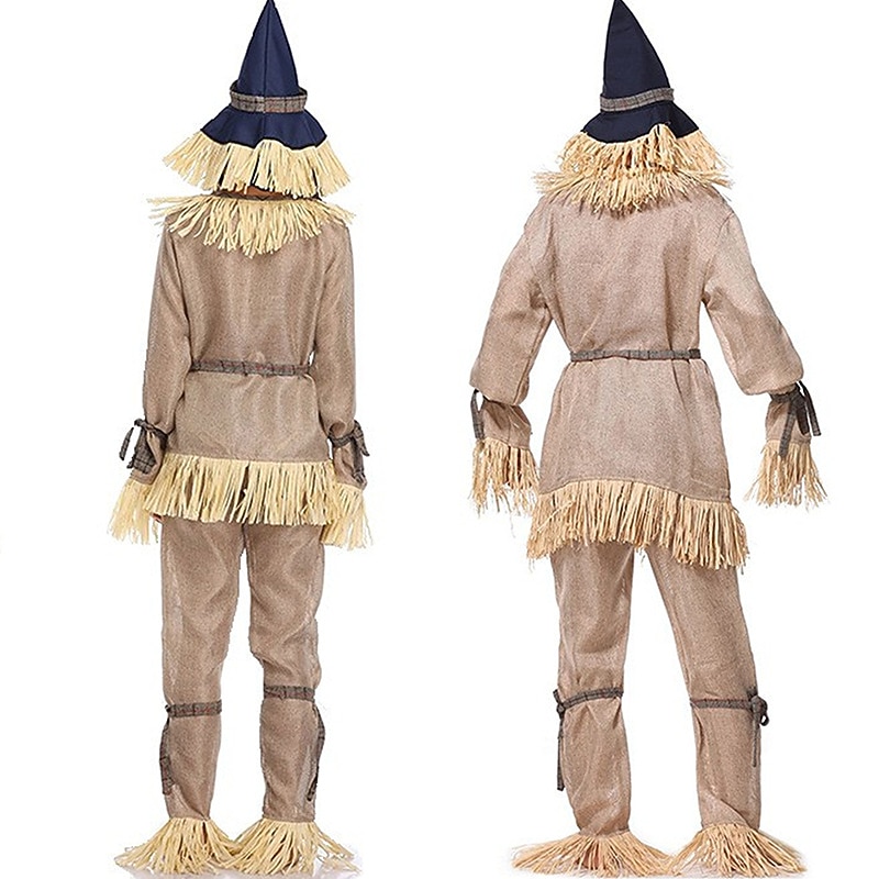 Couples Scarecrow Cosplay Costume Halloween Group Couples Costumes Unisex Movie Cosplay Cosplay Halloween Gray Top Pants Hat Halloween Carnival Masquerade4