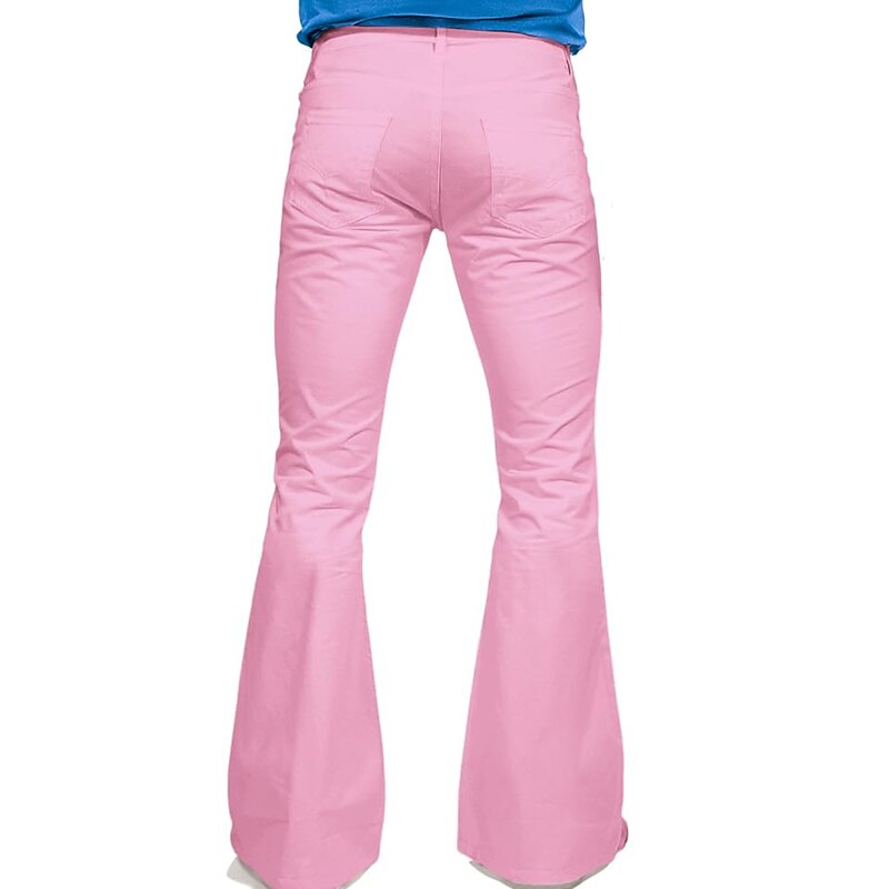 Men's Flared Pants Trousers Casual Pants Pocket Elastic Waist Plain Comfort Breathable Outdoor Daily Going out Fashion Casual Black White4