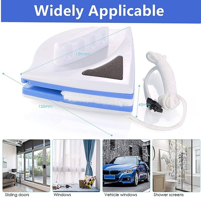 Double Side Window Cleaner Magnetic Window Glass Wiper Cleaning Tool for High-Rise Household Cleaning Cleaning Windows Thickness 3-8mm Window Cleaner Double Side Glass Wiper Adjustable Magnetic4