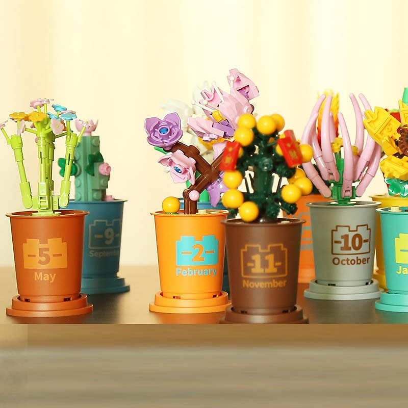 Meat building block flower blind box simulation flower potted tabletop decoration assembly boutique toy gift prize2