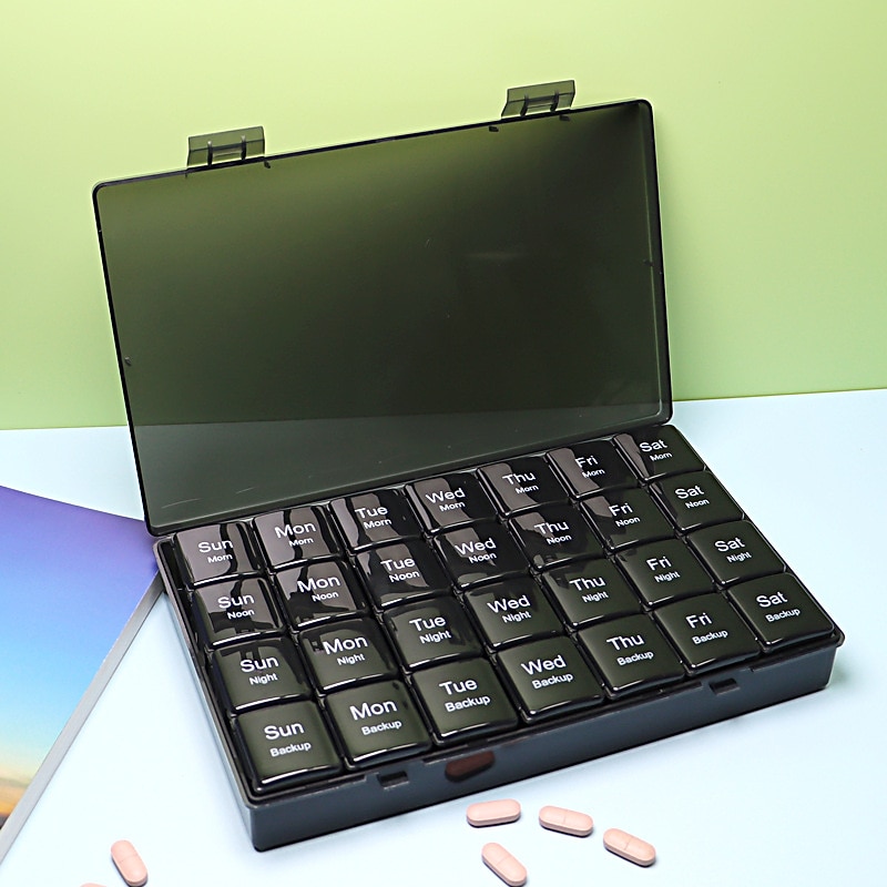 Monthly Pill Organizer 28 Day, Pill Box, Medicine Organizer, Organized By Week, Large 4-Week Pill Container With Dust-Proof Case For Fish Oils, Vitamins, Supplements2