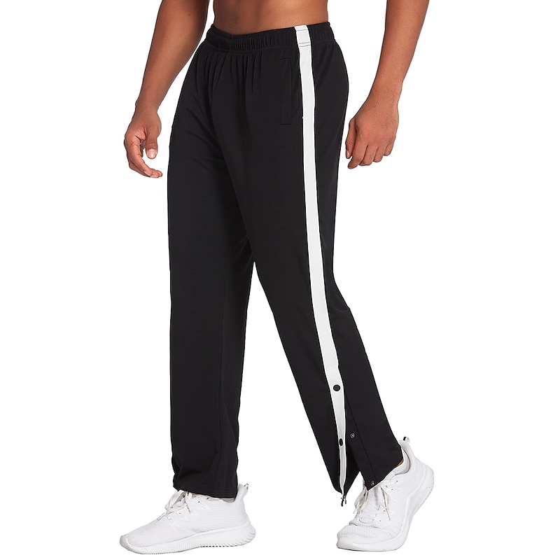Men's Sweatpants Tear Away Pants Trousers Straight Leg Sweatpants Pocket Elastic Waist Plain Comfort Breathable Outdoor Daily Going out Fashion Casual Black Dark Blue3