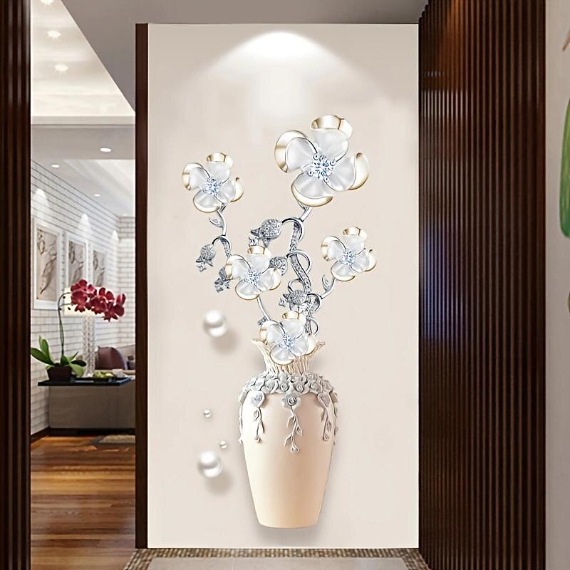 Floral Pattern Wall Sticker, Self Adhesive Wall Art Decal For Home Decor3