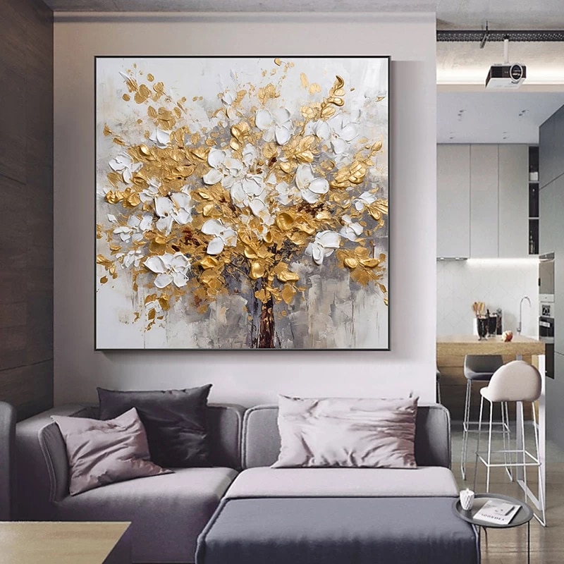 Mintura Handmade Thick texture Flower Oil Paintings On Canvas Wall Art Decoration Modern Abstract Tree Picture For Home Decor Rolled Frameless Unstretched Painting2