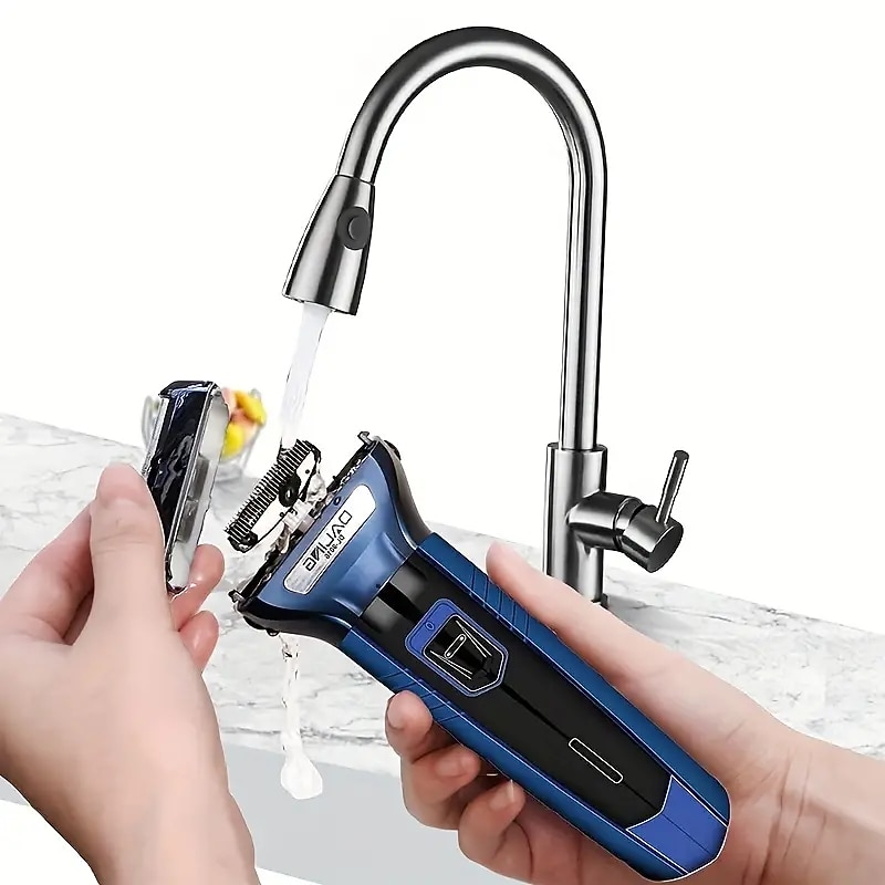 Electric Razor Trimmer For Men - 3 Replaceable Blade Heads -Wet & Dry Shave Ball Nose Body Hair Facial Shaver - Ideal Mens Gifts3