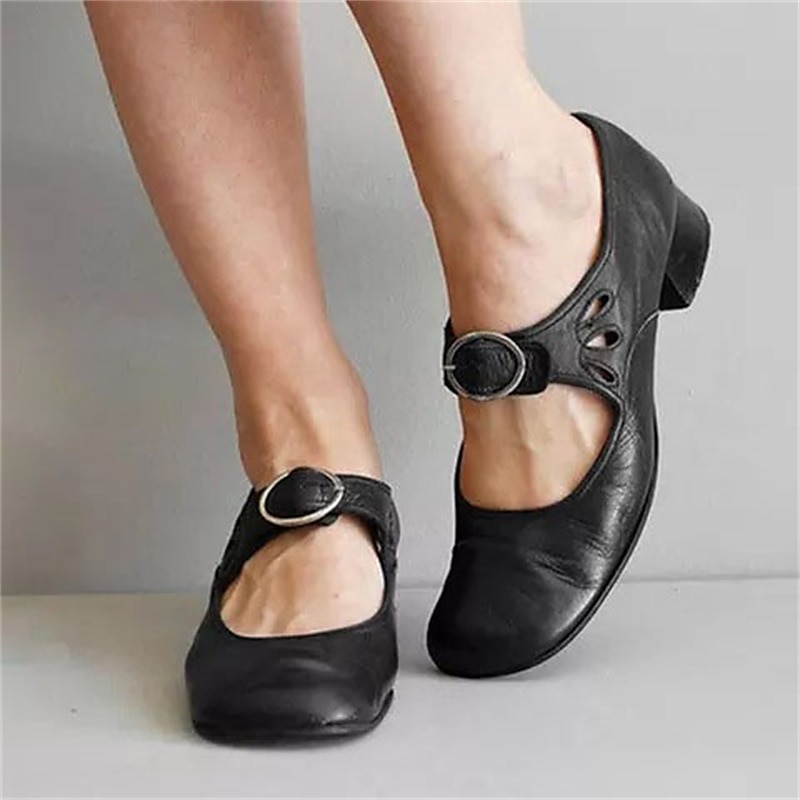 Women's Vintage Mary Jane Shoes with Buckle Strap – Retro Comfort Low-Heel Shoes for Everyday Casual Wear4