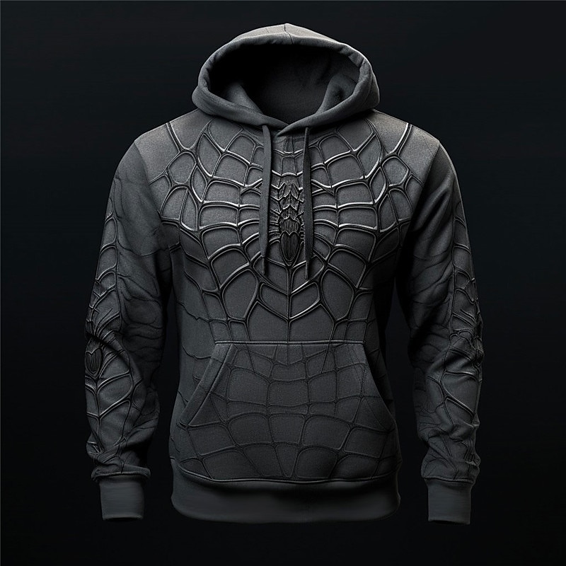 Men's Graphic Spiders Spider web Hoodie Hoodies Sweatshirt Fashion Daily Long Sleeve Hooded Vacation Sports Outdoor Holiday Black Red Print Front Pocket Spring &  Fall Designer3