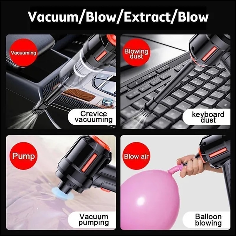 4-in-1 New Cordless Car Vacuum Cleaner Blowing and Sucking Multifunctional Strong Suction Mini Wireless Car Vacuum Cleaner Handheld Air Duster Wet Dry Use for Home Office Car Cleaning Pet Hair Cleanin4