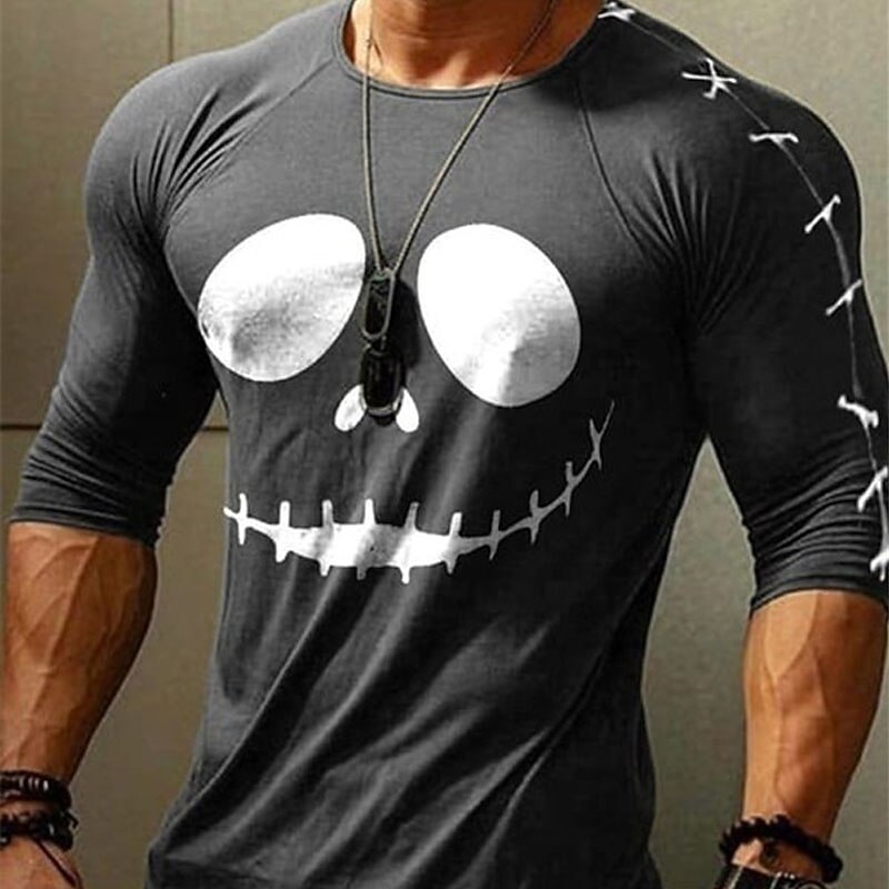 Men's Ghost Graphic Prints T Shirt Graphic Tee Raglan T Shirt Long Sleeve T shirt 3D Print Crew Neck Shirt Designer Casual Halloween Outdoor Vacation Daily White Burgundy Green Spring &  Fall