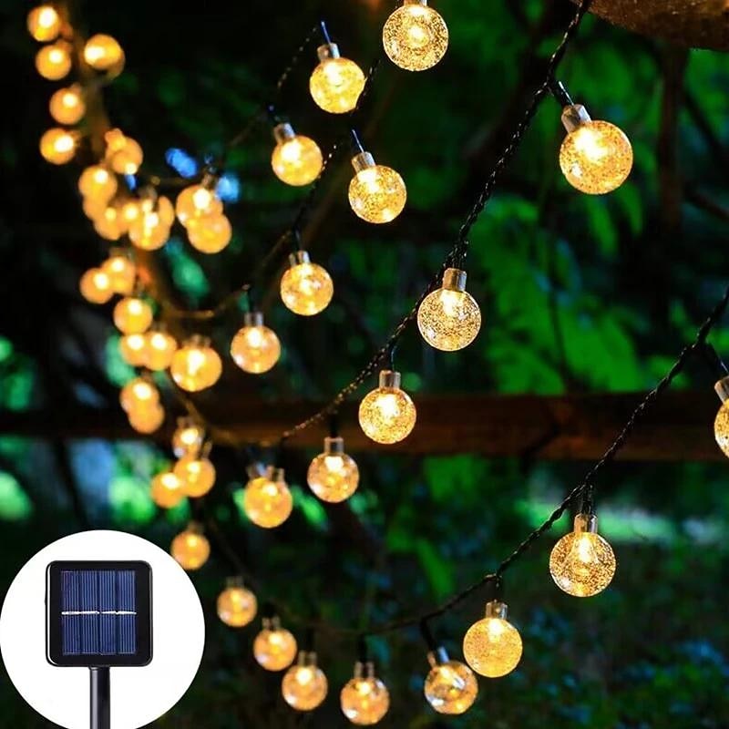 1pc 5M-30LED Outdoor Solar Bubble Ball Light String, Ground Insertion Light String, Outdoor Waterproof ,Halloween Decorations Lights Outdoor, Waterproof Solar Patio Lights With Remoted Control2