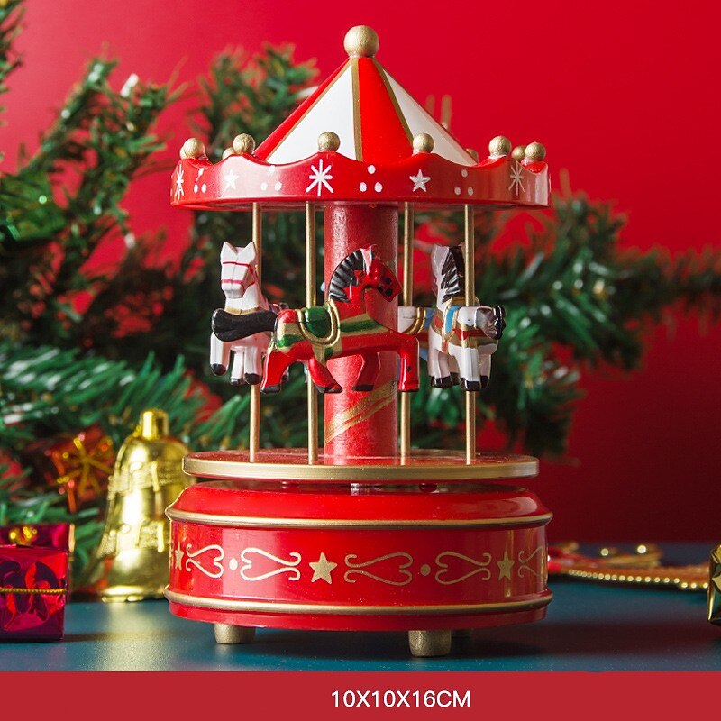 Christmas Gift Carousel Wooden Music Box Birthday Gift Children'S Home Creative Decoration3