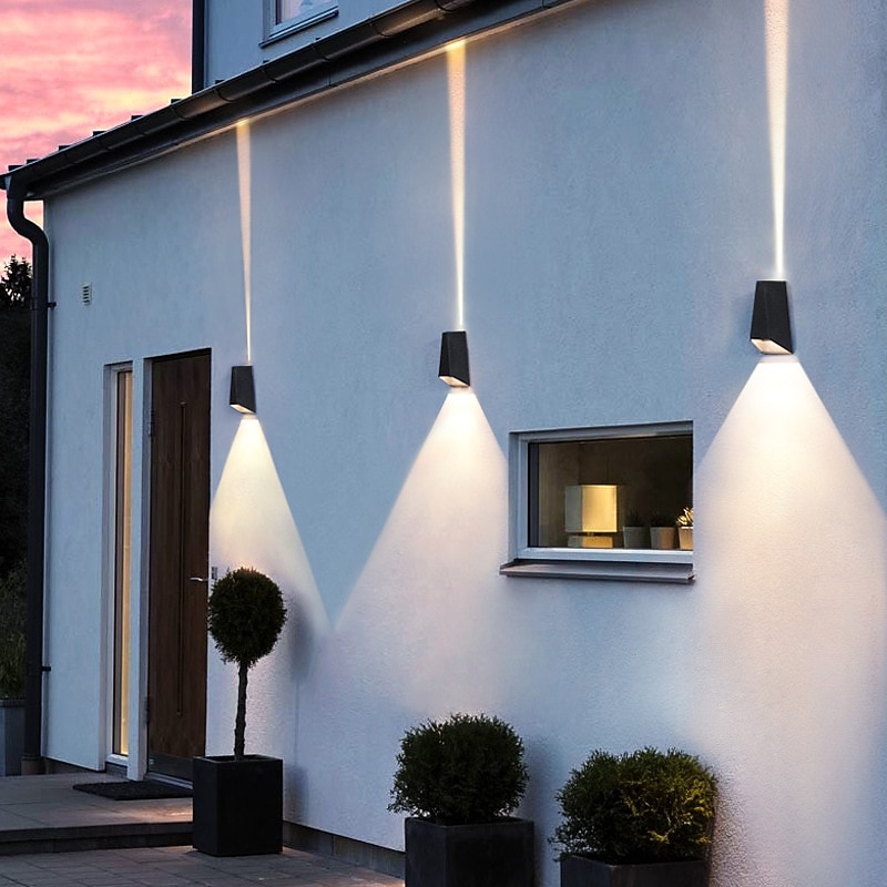 LED Outdoor Wall Lamp 6W with Motion Sensor IP65 Waterproof Light Control Suitable for Bathroom Garage Fence Deck Courtyard 110-240V