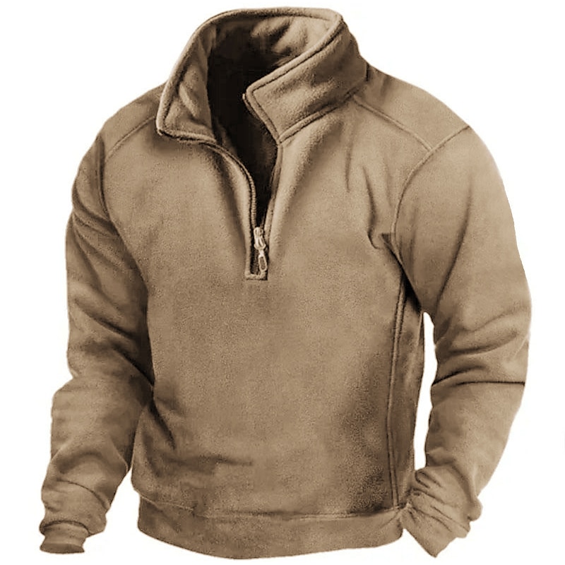 Men's Zip Sweatshirt Polar Fleece Tactical Black Army Green Brown Gray Half Zip Plain Sports & Outdoor Daily Holiday Streetwear Basic Casual Spring &  Fall Clothing Apparel Hoodies Sweatshirts  Long4