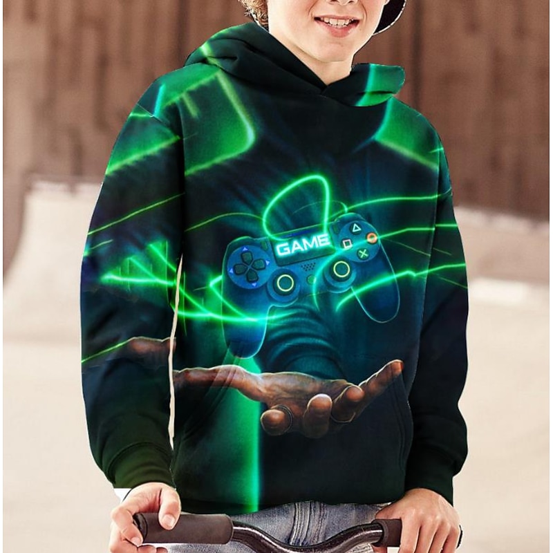 Kids Boys' Hoodie Long Sleeve Black 3D Print Daily Outdoor Active 4-12 Years / Fall
