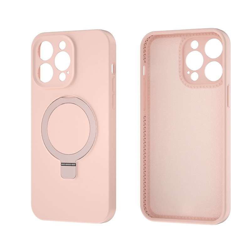 Phone Case For iPhone 13 12 Pro Max Back Cover With Magsafe Support Wireless Charging Kickstand Shockproof Solid Color Silica Gel Silicone4