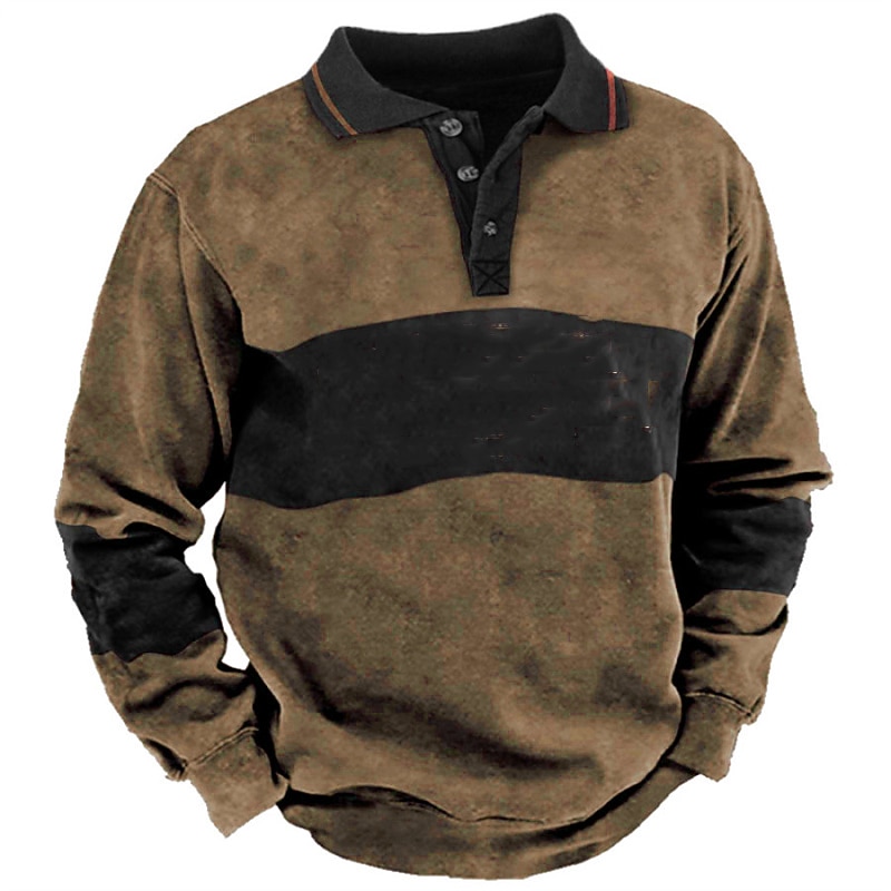 Men's Sweatshirt Tactical Navy Blue Brown Green Gray Polo Collar Color Block Sports & Outdoor Daily Holiday Polyester Streetwear Basic Casual Spring &  Fall Clothing Apparel Hoodies Sweatshirts  Long3