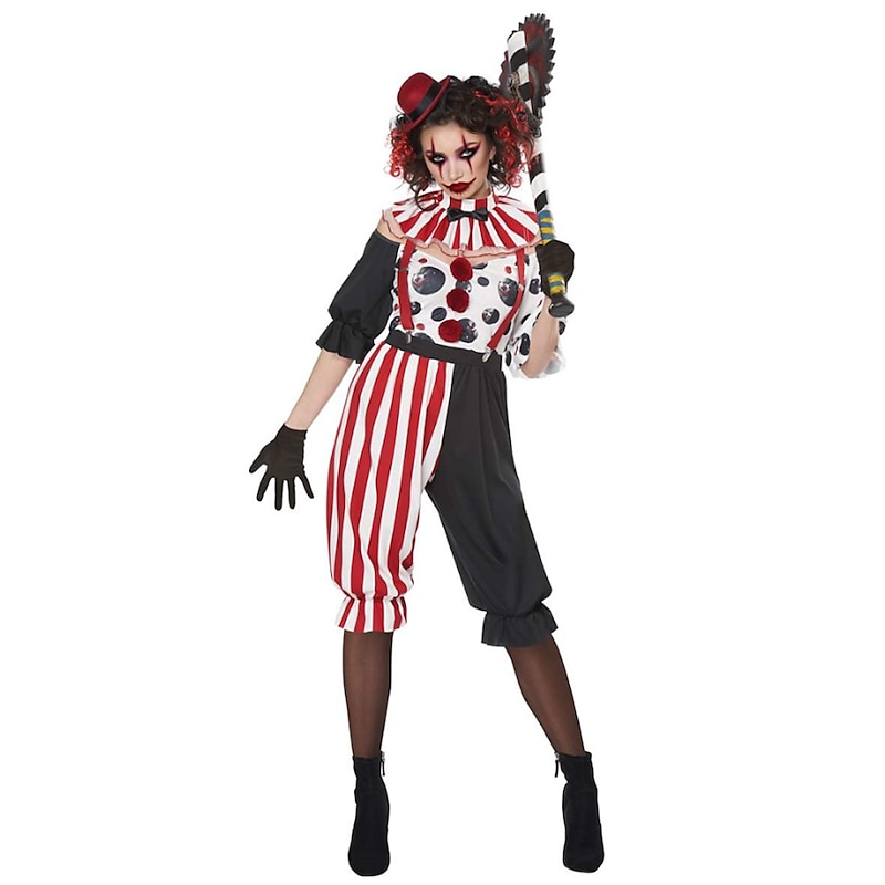 Burlesque Clown Joker Clown Halloween Cosplay Costume Carnival Costume Cosplay Adults' Women's Carnival Masquerade Mardi Gras Performance Party Halloween Easy Halloween Costumes Dress Up2