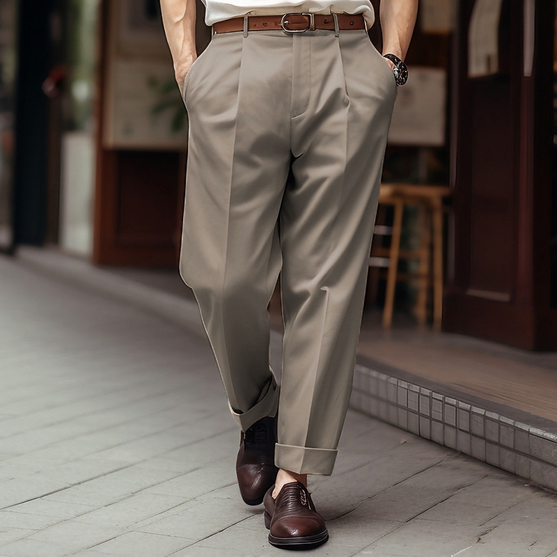 Men's Trousers Dress Pants Casual Pants Suit Pants Front Pocket Plain Comfort Breathable Wedding Casual Daily Fashion Basic Black White3