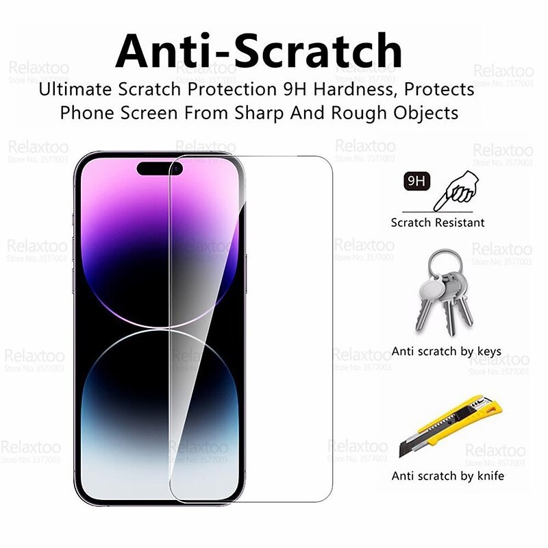 6PCS HD Full Cover Protective Glass Film For iPhone 15 15 Plus 15 Pro 15 Pro Max /14 14 Plus 14 Pro 14 Pro Max /iPhone 13 13 Pro 13 Pro Max / iPhone 11 12 Pro 12 Pro Max / iPhone X  / iPhone 6s 6 7 83
