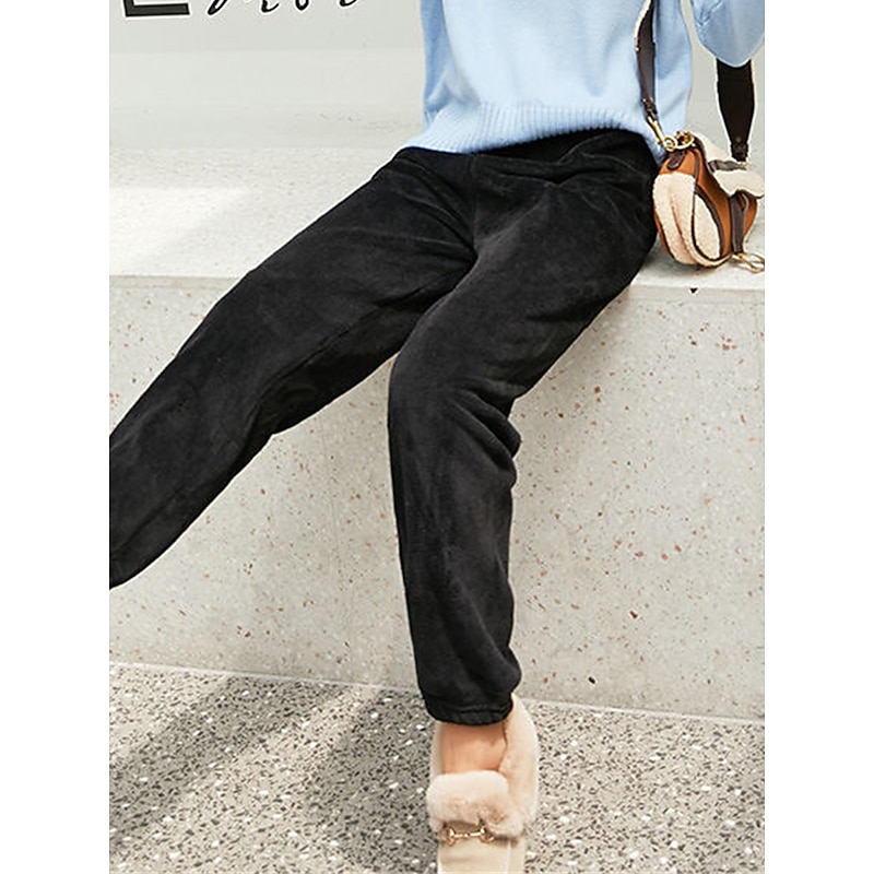 Women's Loungewear Pants Pure Color Warm Fashion Simple Home Daily Going out Coral Fleece Coral Velvet Pant Fall Winter Home Outfits2