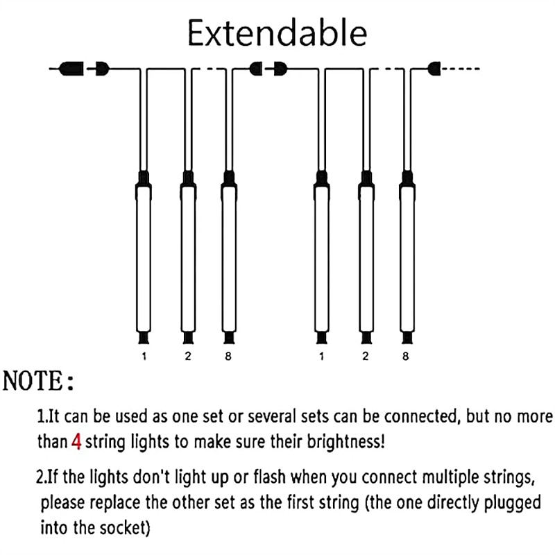 Christmas Lights Outdoor Meteor Shower Lights Falling Star Lights 30cm/50cm/80cm 8 Tubes LED Icicle Snow Lights Raindrop Lights for Xmas Tree Halloween Holiday Party Decoration3