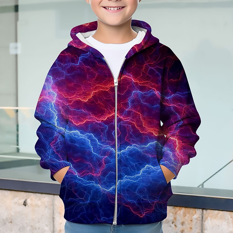 Boys 3D Graphic Hoodie Coat Outerwear Long Sleeve 3D Print Fall Winter Fashion Streetwear Cool Kids 3-12 Years Outdoor Casual Daily Regular Fit2