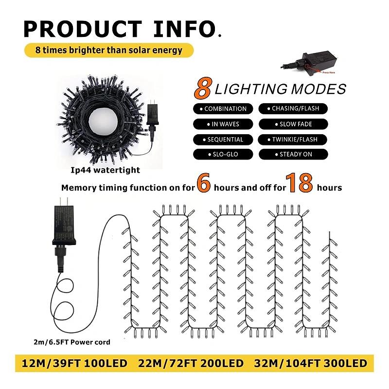 Halloween Purple Orange Light String 8 Function Indoor and Outdoor Halloween Decorative Light String Low Voltage Safety Plug 10 Meters 100 Lights 20 Meters 200 Lights 30 Meters 300 Lights4