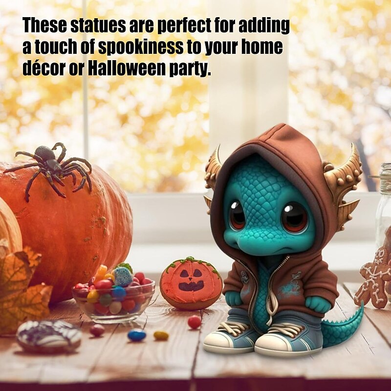 Cool Dragon Figures Halloween Dinosaur Statue Garden Dragon Sculpture Made of Resin Animal Figure Decoration for Outdoor Use Garden Decor Ornaments3