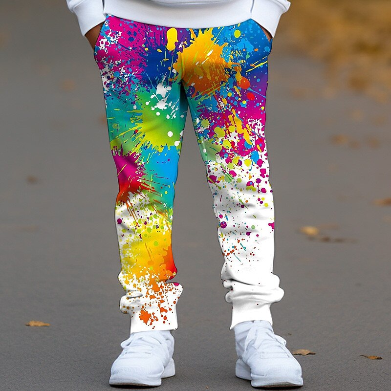 Boys 3D Tie Dye Pants Fall Winter Active Streetwear 3D Print Kids 3-12 Years Outdoor Sport Casual Regular Fit4