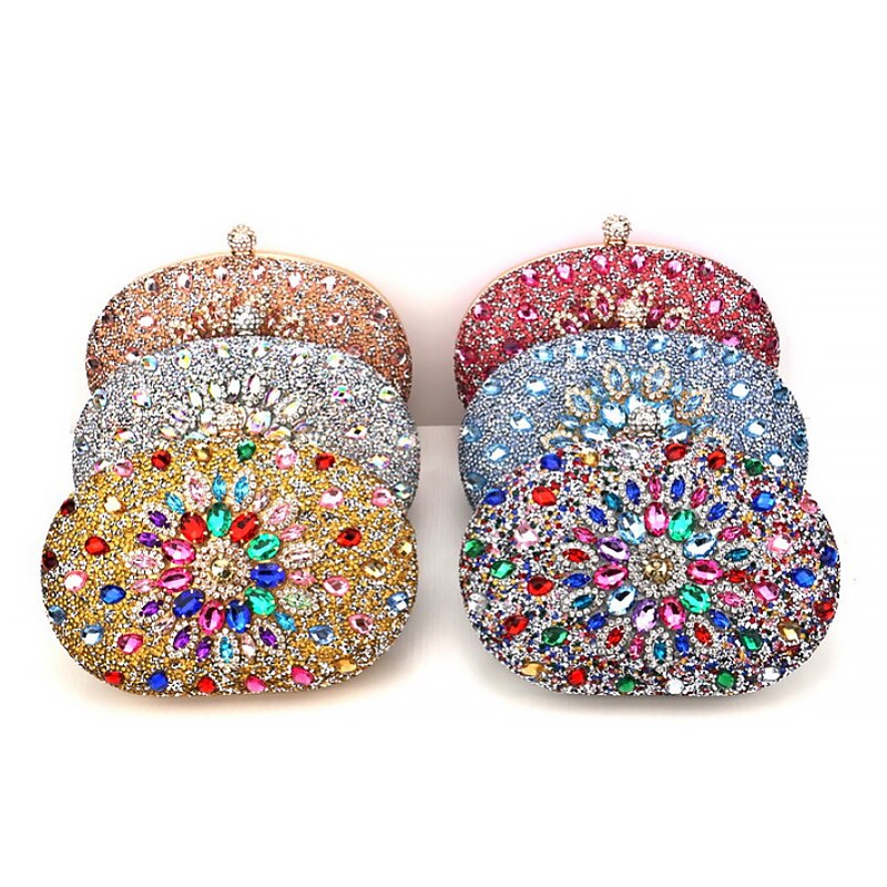 Women's Luxury Blue Crystal Evening Clutch – Rhinestone Handbag with Handle for Weddings, Parties, and Formal Events 9