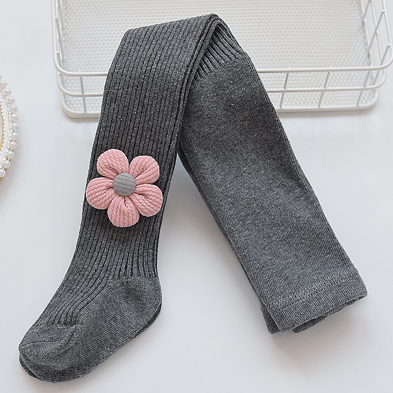 Kids Girls' Stockings Black White Pink Solid Color Ruched Spring Fall Cute Home 2-8 Years4