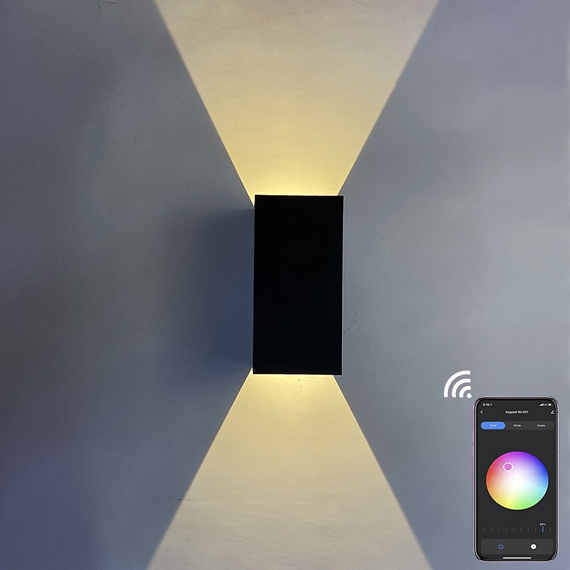 LED Indoor/Outdoor Wall Light RGB Wall Lights 3000K Indoor Wall Light Wall Lamp Tuya App Alexa Control Waterproof IP65 Outdoor Wall Light 85-265V2